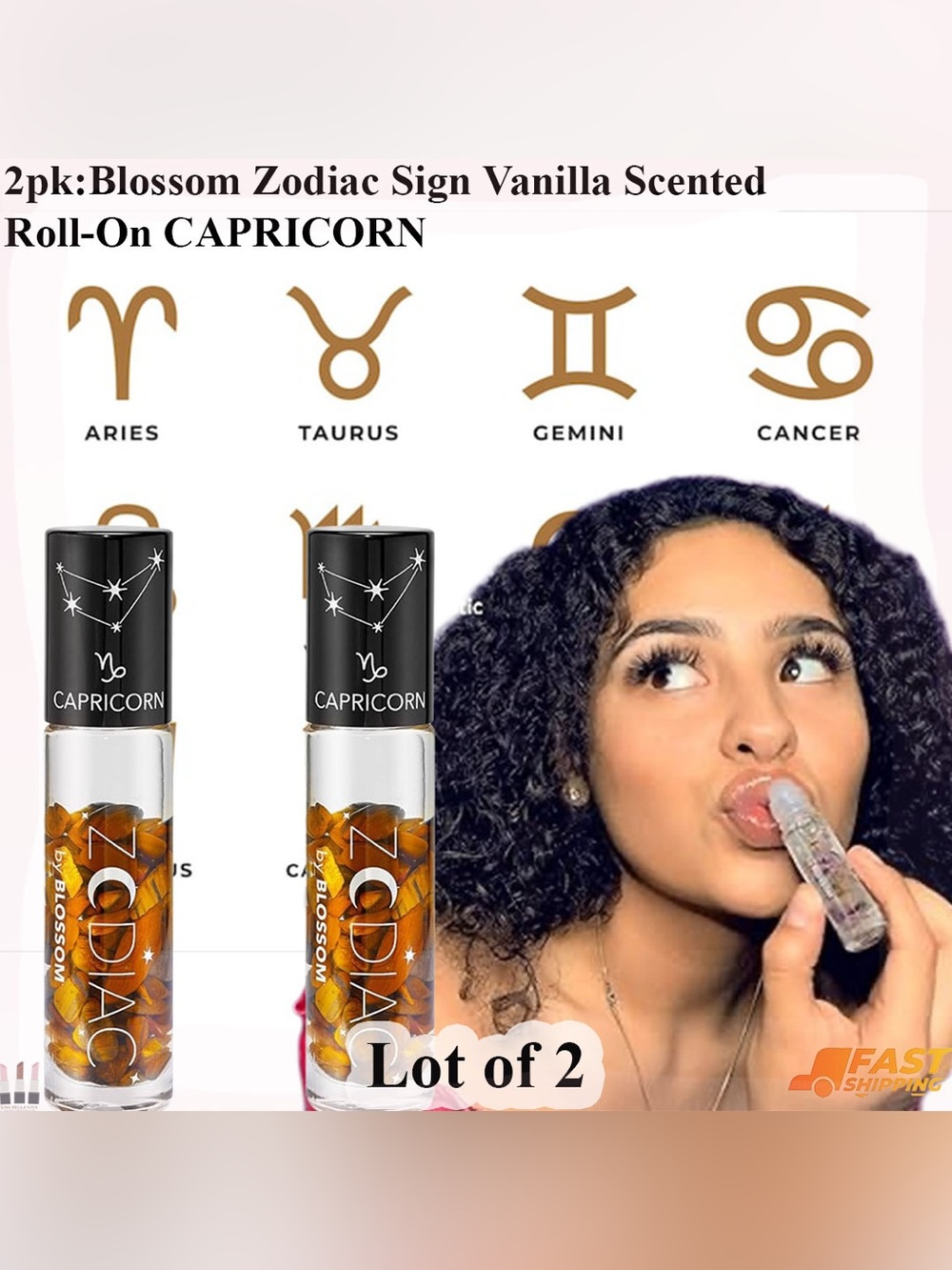 Zodiac Blossom Vanilla Scented Roll-On Lip Gloss - Capricorn (Lot of 2)